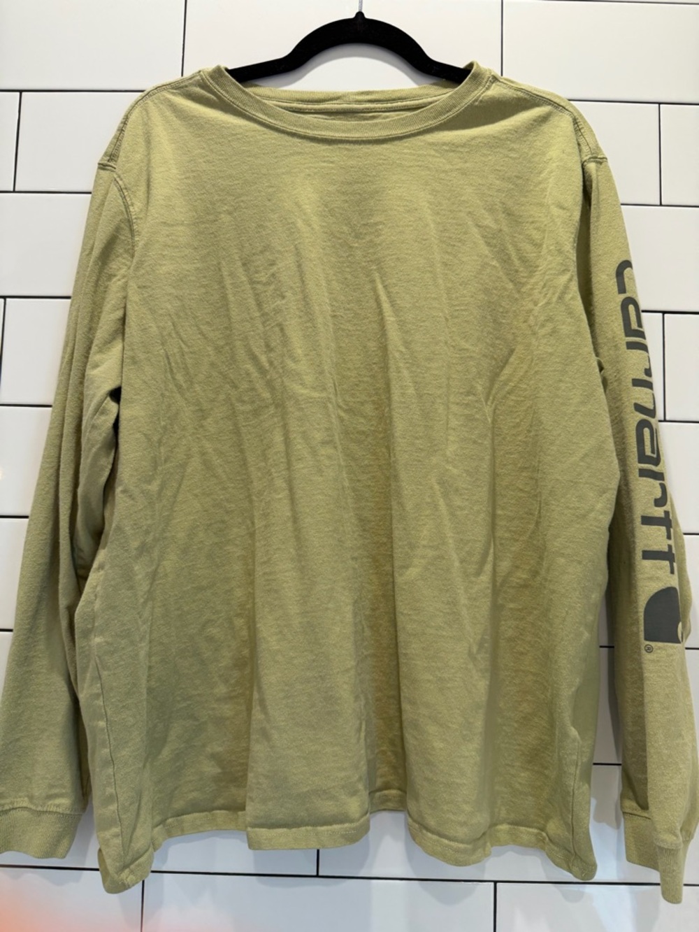 Carhartt Women’s Long-Sleeve Crewneck Shirt in Olive Green